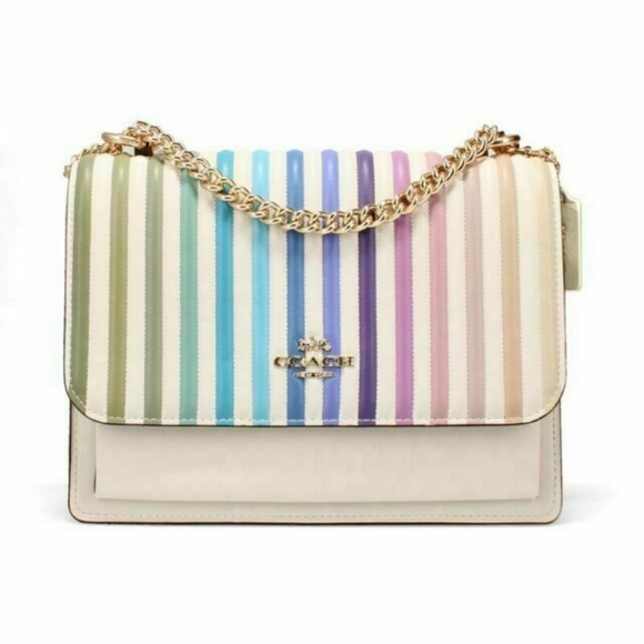 Coach Rainbow Ivory gold chain purse Crossbody Handbag bag - Picture 3 of 13